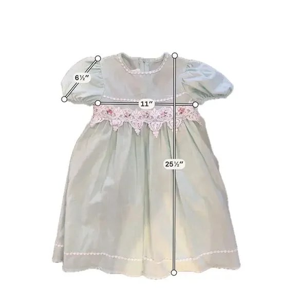 Bonnie Jean Girls Mint Green Dress Coat Set Size 5 Lace Party Easter - Picture 14 of 15